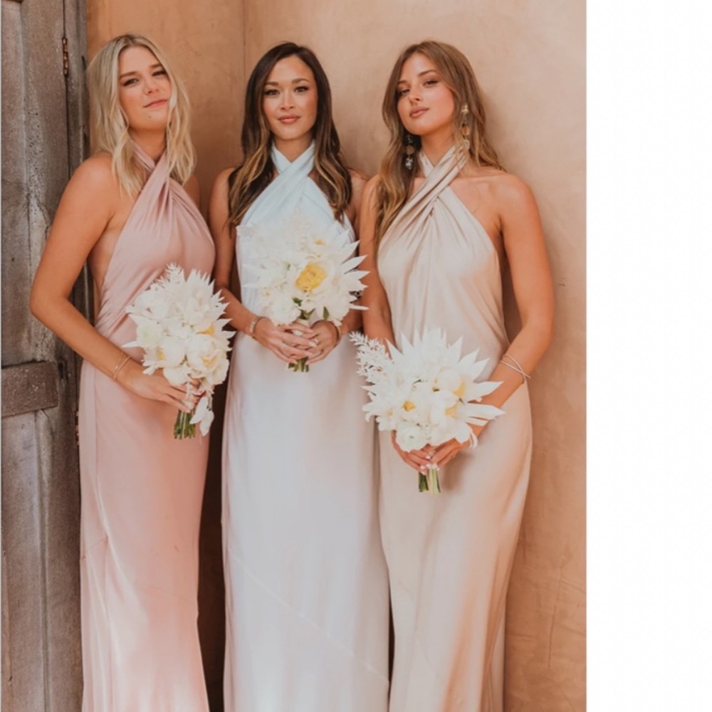Silk bridesmaid formal prom dress in rose gold light pink - Show Me Your MuMu